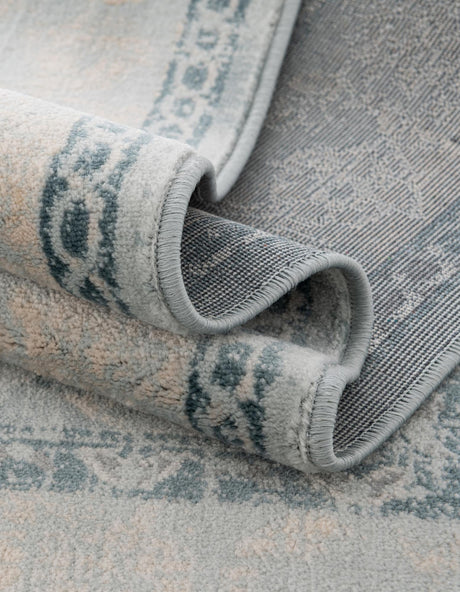 Light Blue 6' 1 x 9' Paris Rectangle Area Rug Distressed Vintage Style Easy-Clean Carpet for Living Rooms, Kitchen, Bedrooms, Office, Dorms for Sale at Rug Engine