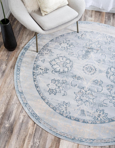 Light Blue 6' 1 x 6' 1 Paris Round Area Rug