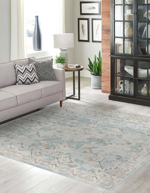 Light Blue 8' x 8' Paris Square Area Rug