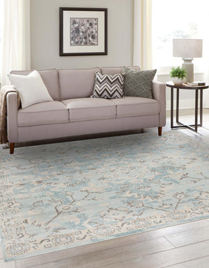 Light Blue 8' x 8' Paris Square Area Rug