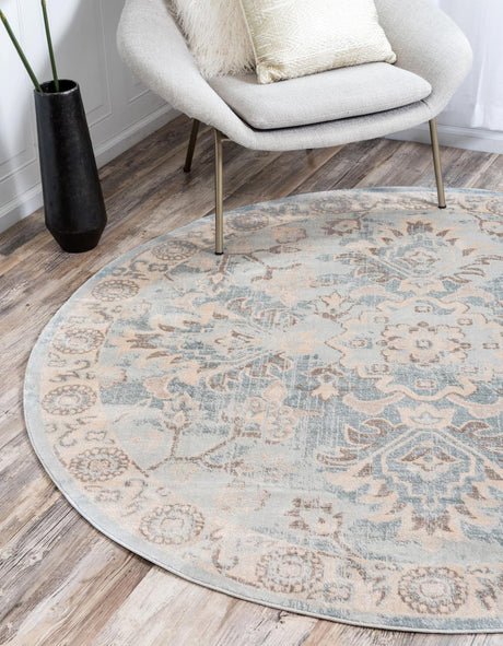 Light Blue 6' 1 x 6' 1 Paris Round Area Rug