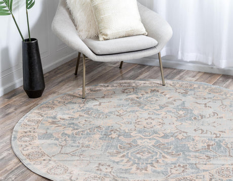 Light Blue 6' 1 x 6' 1 Paris Round Area Rug