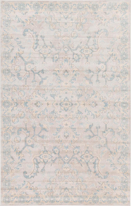 Gray 5' 1 x 8' Paris Rectangle Area Rug Distressed Vintage Style Easy-Clean Carpet for Living Rooms, Kitchen, Bedrooms, Office, Dorms for Sale at Rug Engine