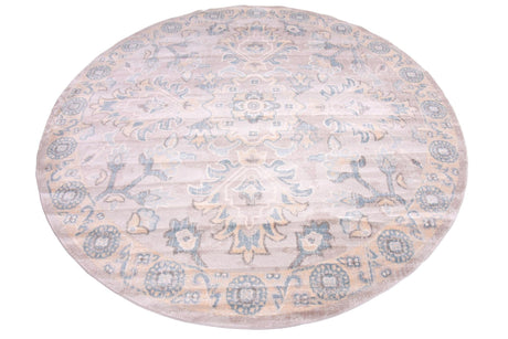 Gray 6' 1 x 6' 1 Paris Round Area Rug Distressed Vintage Style Easy-Clean Carpet for Living Rooms, Kitchen, Bedrooms, Office, Dorms for Sale at Rug Engine