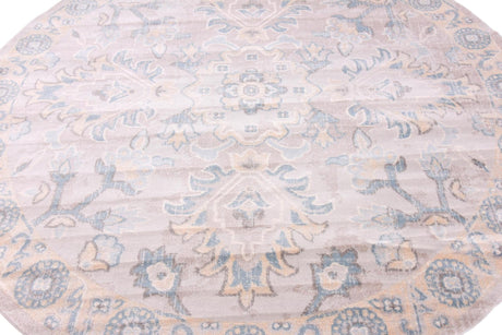 Gray 6' 1 x 6' 1 Paris Round Area Rug Distressed Vintage Style Easy-Clean Carpet for Living Rooms, Kitchen, Bedrooms, Office, Dorms for Sale at Rug Engine