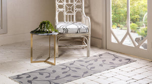 Gray 2' 2 x 6' 1 Outdoor Botanical Runner Area Rug Weather Resistant for Patio, Deck, Terrace, Balcony, Porch