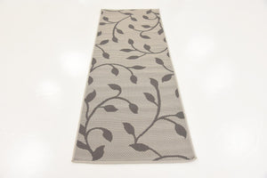 Gray 2' 2 x 6' 1 Outdoor Botanical Runner Area Rug Weather Resistant for Patio, Deck, Terrace, Balcony, Porch