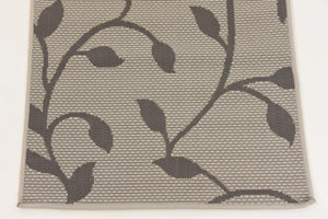 Gray 2' 2 x 6' 1 Outdoor Botanical Runner Area Rug Weather Resistant for Patio, Deck, Terrace, Balcony, Porch