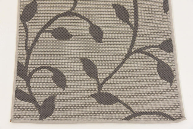 Gray 2' 2 x 6' 1 Outdoor Botanical Runner Area Rug Weather Resistant for Patio, Deck, Terrace, Balcony, Porch