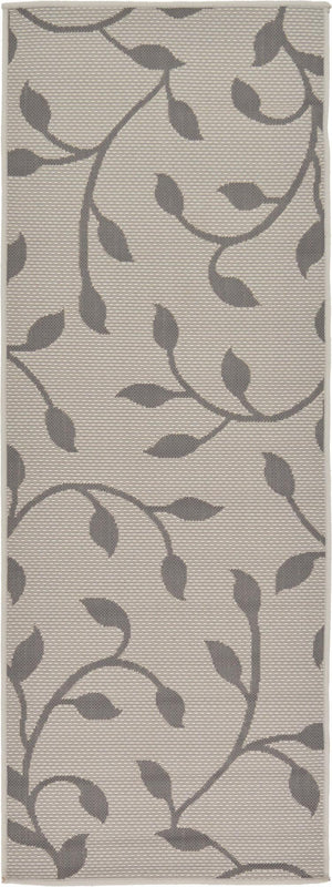 Gray 2' 2 x 6' 1 Outdoor Botanical Runner Area Rug Weather Resistant for Patio, Deck, Terrace, Balcony, Porch