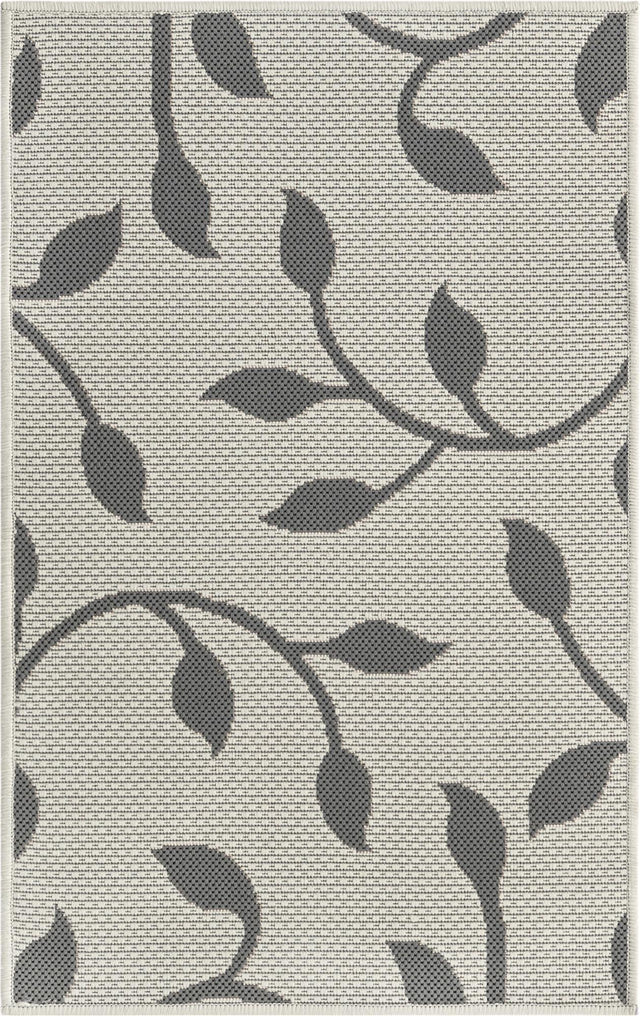 Gray 2' 2 x 3' Outdoor Botanical Rectangle Area Rug Weather Resistant for Patio, Deck, Terrace, Balcony, Porch