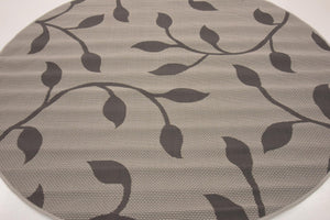 Gray 6' 1 x 6' 1 Outdoor Botanical Round Rug