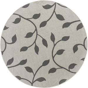 Gray 6' 1 x 6' 1 Outdoor Botanical Round Rug