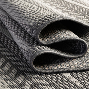 Gray 6' 1 x 6' 1 Outdoor Border Round Area Rug Weather Resistant for Patio, Deck, Terrace, Balcony, Porch 100% Polypropylene Classic Bordered Carpet for Sale at Rug Engine