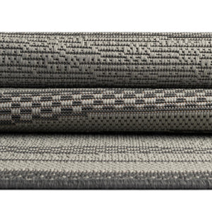 Gray 6' 1 x 6' 1 Outdoor Border Round Area Rug Weather Resistant for Patio, Deck, Terrace, Balcony, Porch 100% Polypropylene Classic Bordered Carpet for Sale at Rug Engine
