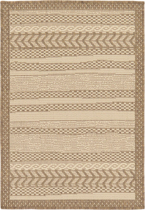 Beige 2' 2 x 3' 1 Outdoor Border Rectangle Rug