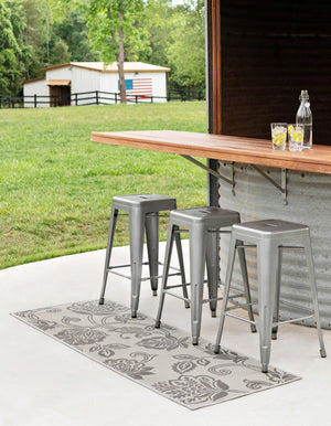 Gray 2' 2 x 6' 1 Outdoor Botanical Runner Rug