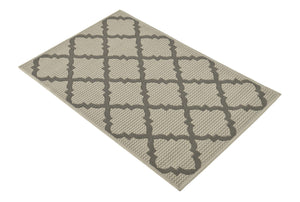 Gray 2' 2 x 3' Outdoor Trellis Rectangle Area Rug Weather Resistant for Patio, Deck, Terrace, Balcony, Porch