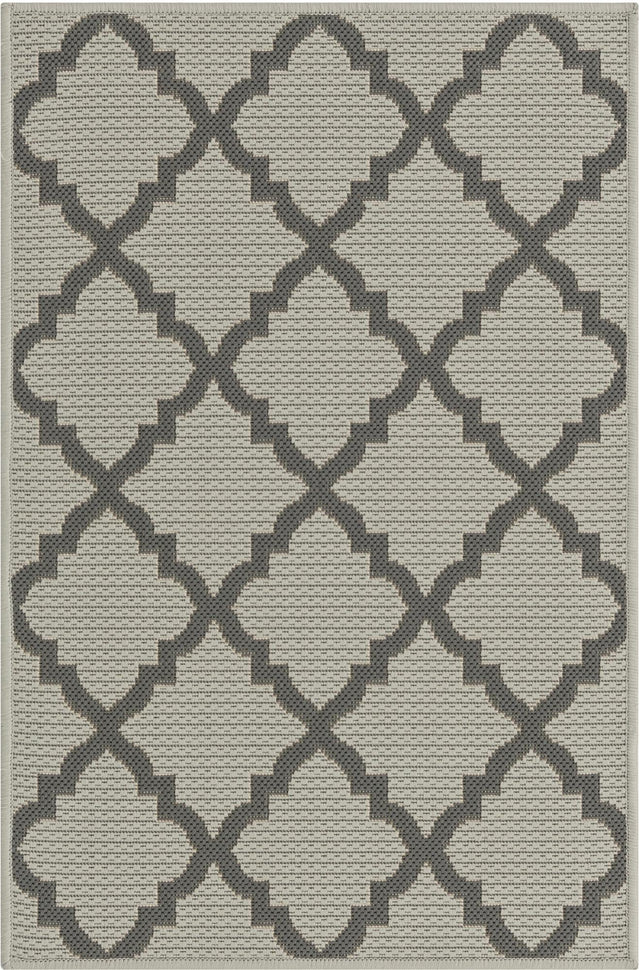 Gray 2' 2 x 3' Outdoor Trellis Rectangle Area Rug Weather Resistant for Patio, Deck, Terrace, Balcony, Porch