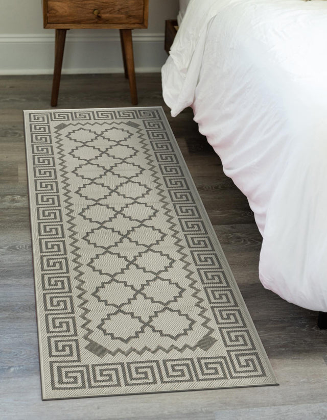 Gray 2' 2 x 6' 1 Outdoor Trellis Runner Rug