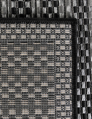 Gray 6' 1 x 6' 1 Outdoor Border Square Area Rug Weather Resistant for Patio, Deck, Terrace, Balcony, Porch