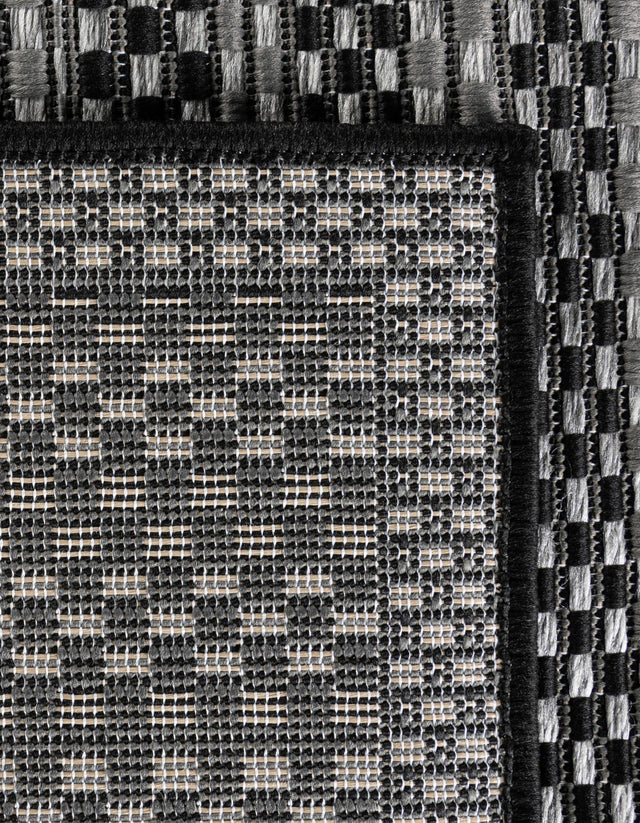 Gray 6' 1 x 6' 1 Outdoor Border Square Area Rug Weather Resistant for Patio, Deck, Terrace, Balcony, Porch