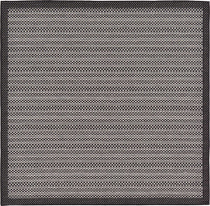 Gray 6' 1 x 6' 1 Outdoor Border Square Area Rug Weather Resistant for Patio, Deck, Terrace, Balcony, Porch