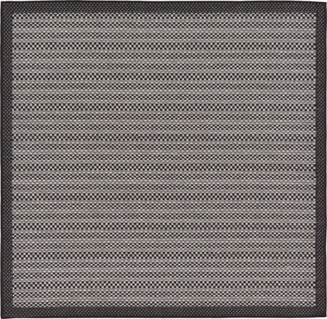 Gray 6' 1 x 6' 1 Outdoor Border Square Area Rug Weather Resistant for Patio, Deck, Terrace, Balcony, Porch
