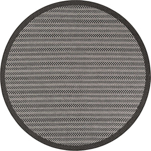Gray 6' 1 x 6' 1 Outdoor Border Round Area Rug Weather Resistant for Patio, Deck, Terrace, Balcony, Porch
