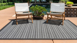 Gray 8' x 11' 4 Outdoor Border Rectangle Area Rug Weather Resistant for Patio, Deck, Terrace, Balcony, Porch 100% Polypropylene Classic Bordered Carpet for Sale at Rug Engine