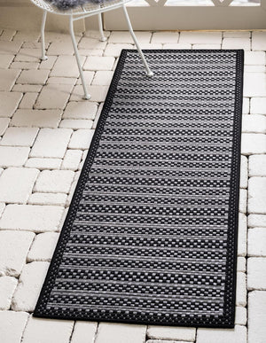 Gray 2' 2 x 6' Outdoor Border Runner Rug