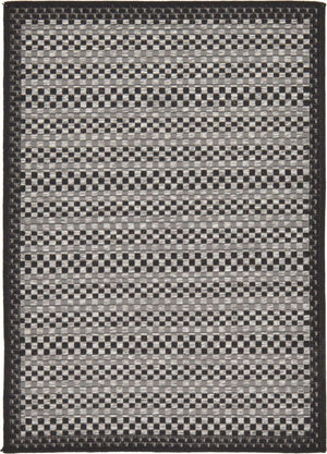 Gray 2' 2 x 3' 1 Outdoor Border Rectangle Rug