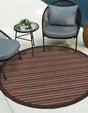 Brown 6' x 6' Outdoor Border Round Rug