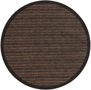 Brown 6' x 6' Outdoor Border Round Rug
