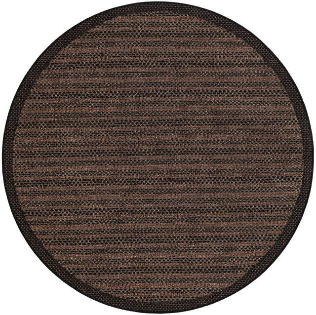 Brown 6' x 6' Outdoor Border Round Rug