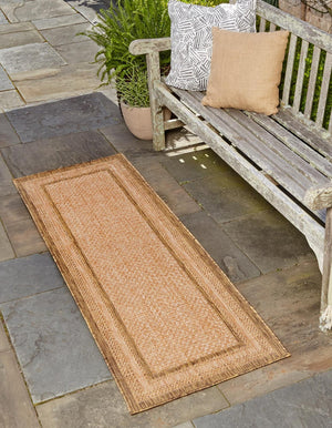 Tan 2' 2 x 6' 1 Outdoor Border Runner Rug