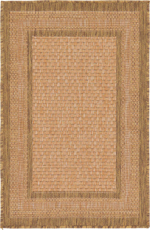 Tan 2' 2 x 3' Outdoor Border Rectangle Rug
