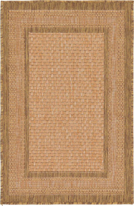 Tan 2' 2 x 3' Outdoor Border Rectangle Rug