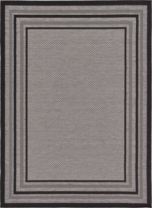 Gray 7' x 10' Outdoor Border Rectangle Rug