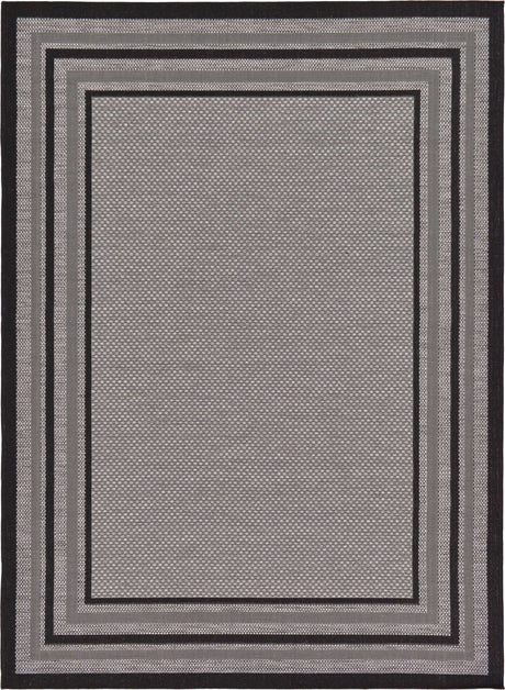 Gray 7' x 10' Outdoor Border Rectangle Rug