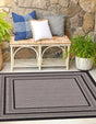 Gray 5' 3 x 5' 3 Outdoor Border Square Area Rug Weather Resistant for Patio, Deck, Terrace, Balcony, Porch 100% Polypropylene Classic Bordered Carpet for Sale at Rug Engine