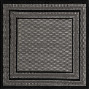 Gray 6' x 6' Outdoor Border Square Rug