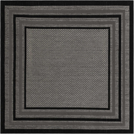 Gray 6' x 6' Outdoor Border Square Rug