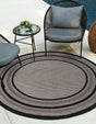 Gray 6' x 6' Outdoor Border Round Area Rug Weather Resistant for Patio, Deck, Terrace, Balcony, Porch 100% Polypropylene Classic Bordered Carpet for Sale at Rug Engine