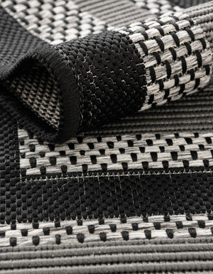 Gray 5' 3 x 5' 3 Outdoor Border Round Area Rug Weather Resistant for Patio, Deck, Terrace, Balcony, Porch 100% Polypropylene Classic Bordered Carpet for Sale at Rug Engine