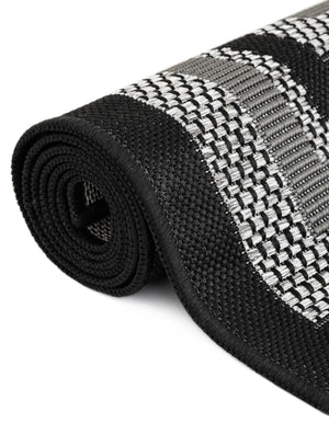 Gray 5' 3 x 5' 3 Outdoor Border Round Area Rug Weather Resistant for Patio, Deck, Terrace, Balcony, Porch 100% Polypropylene Classic Bordered Carpet for Sale at Rug Engine