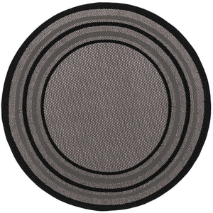 Gray 6' x 6' Outdoor Border Round Area Rug Weather Resistant for Patio, Deck, Terrace, Balcony, Porch 100% Polypropylene Classic Bordered Carpet for Sale at Rug Engine