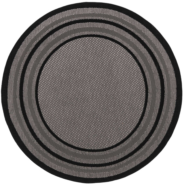 Gray 6' x 6' Outdoor Border Round Area Rug Weather Resistant for Patio, Deck, Terrace, Balcony, Porch 100% Polypropylene Classic Bordered Carpet for Sale at Rug Engine