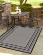 Gray 6' 1 x 9' Outdoor Border Rectangle Area Rug Weather Resistant for Patio, Deck, Terrace, Balcony, Porch 100% Polypropylene Classic Bordered Carpet for Sale at Rug Engine