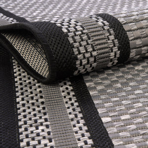 Gray 7' 10 x 10' Outdoor Border Rectangle Area Rug Weather Resistant for Patio, Deck, Terrace, Balcony, Porch 100% Polypropylene Classic Bordered Carpet for Sale at Rug Engine